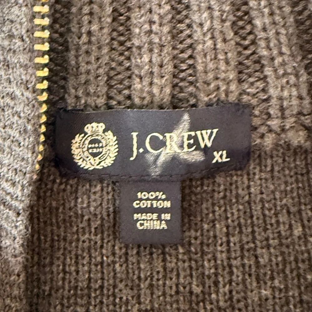 J.Crew Gray 1/4 Zip Mock Ribbed Neck 100% Cotton Sweater Size XL